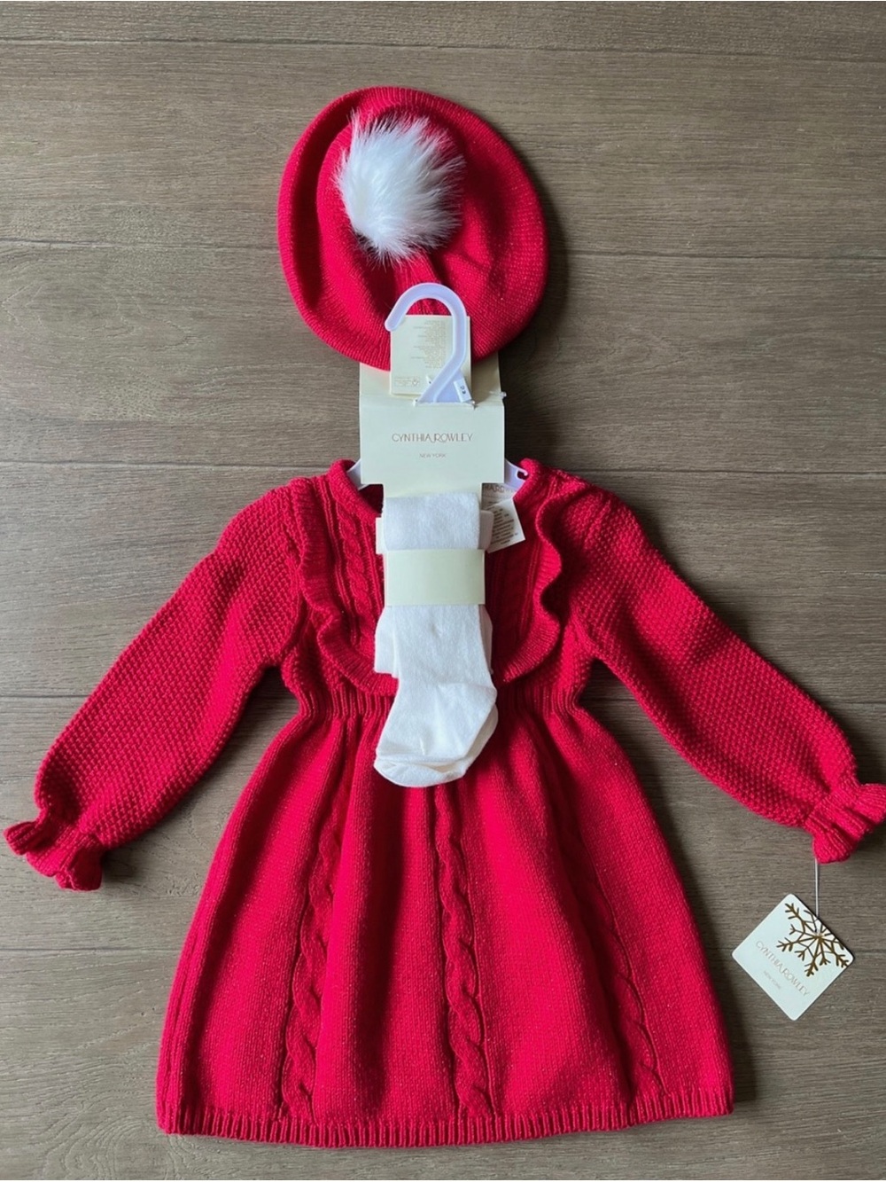 Cynthia Rowley Baby Girl Red Knit Holiday Dress Set NWT 12M